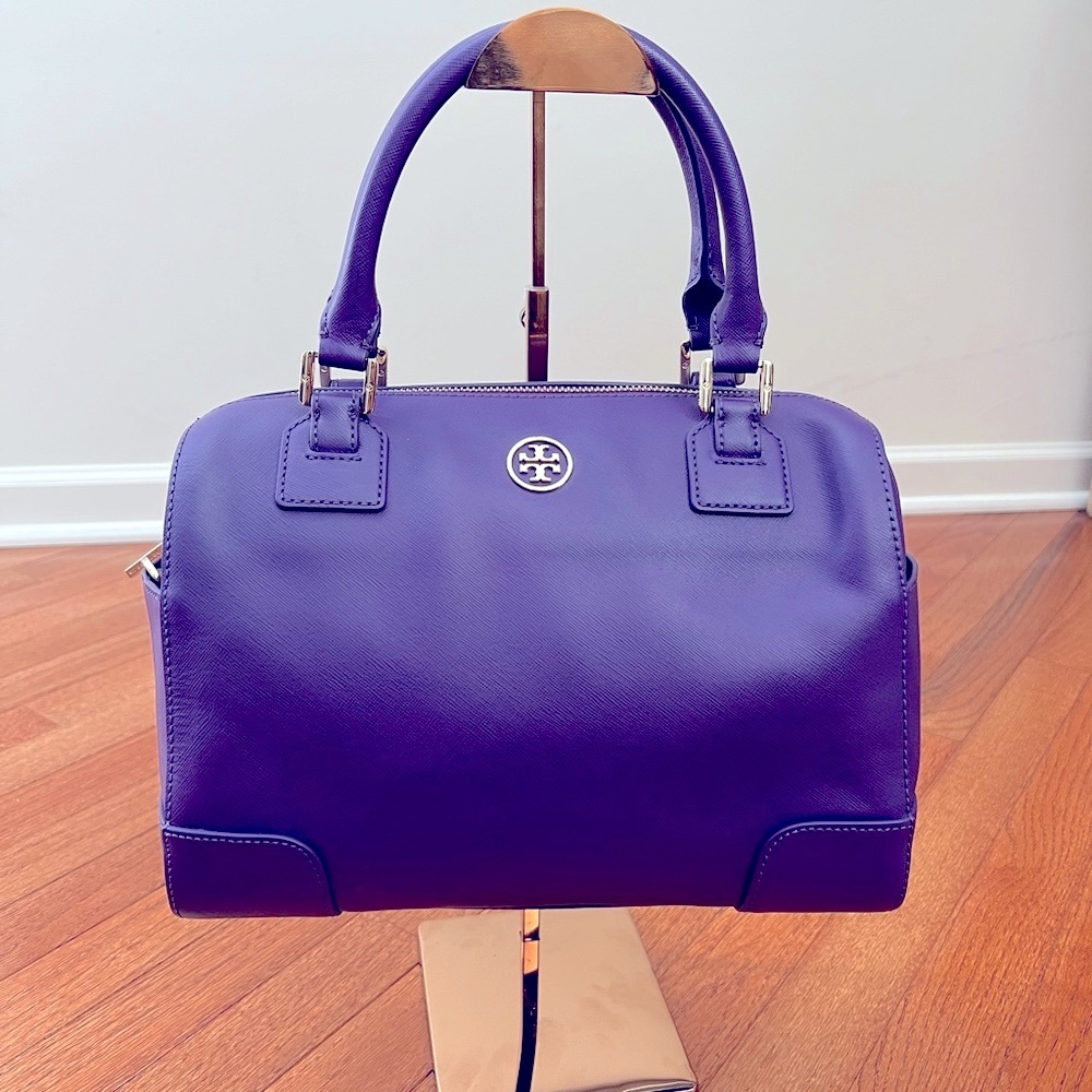 NWT Tory Burch Robinson Middy Satchel Electric Purple